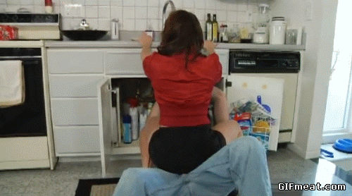 Horny kitchen with curvy wife