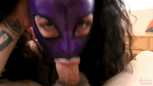 Mask slave wife training sucking