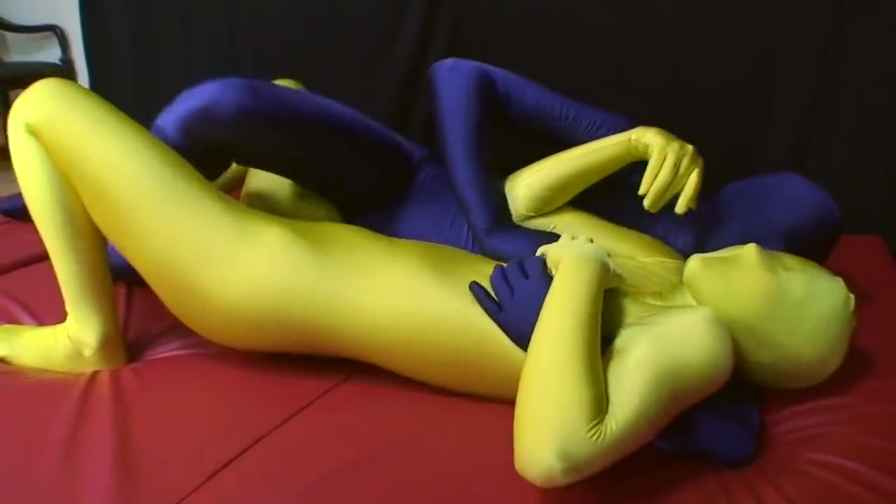 Transparent yellow zentai cute girl