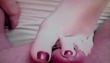 best of Across adria receives cumshot gives toes footjob